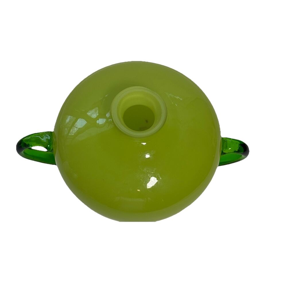 Vintage Kralik Vase Czechoslovakian Art Glass Applied Green Handles Art Nouveau - Picture 3 of 8